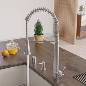 ALFI AB2039S Stainless Steel Commercial Spring Faucet with Pull Down Shower Spray