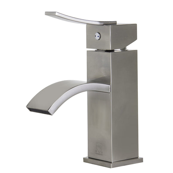 ALFI Brand AB1258-BN Brushed Nickel Square Body Curved Spout Bathroom Faucet