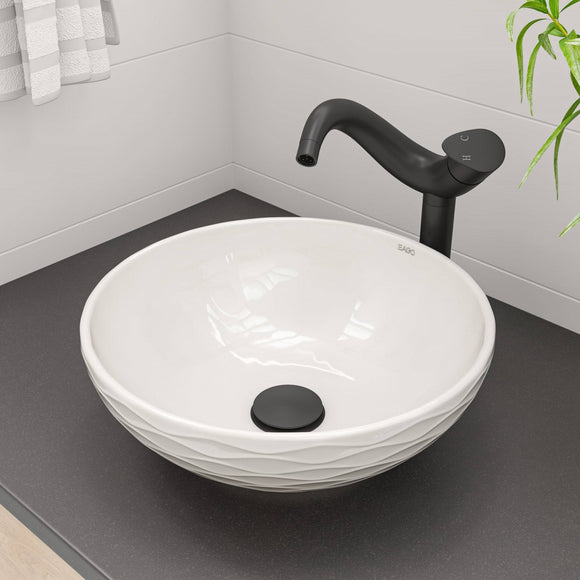 ALFI Brand ABC909 White Modern 17" Decorative Round Vessel Above-Mount Ceramic Sink