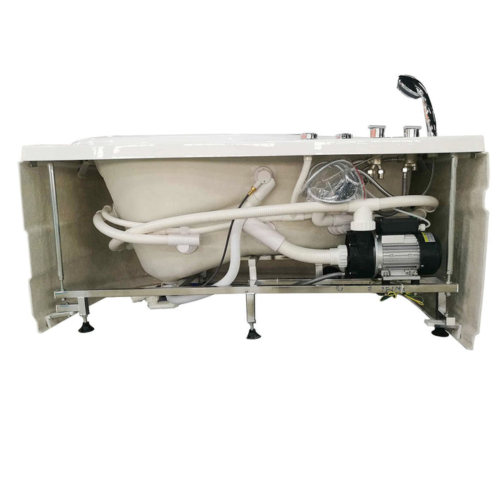 EAGO AM175-L 5'' White Acrylic Corner Whirlpool Bathtub - Drain on Left