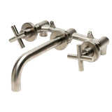 ALFI Brand AB1035-BN Brushed Nickel 8" Widespread Wall-Mounted Cross Handle Faucet