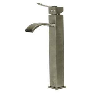 ALFI Brand AB1158-BN Brushed Nickel Square Body Curved Spout Bathroom Faucet