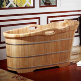 ALFI Brand AB1187 57" Freestanding Rubber Wooden Soaking Bathtub with Headrest