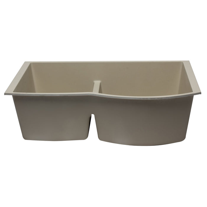 ALFI AB3320UM-B Biscuit 33" Double Bowl Undermount Granite Composite Sink