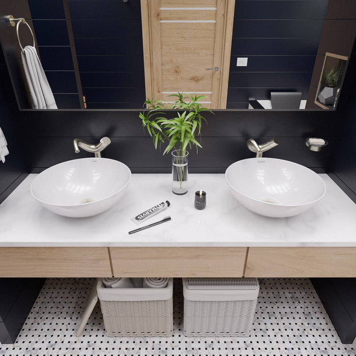 EAGO BA351 18" ROUND CERAMIC ABOVE MOUNT BATHROOM BASIN VESSEL Sink