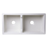 ALFI AB3618DB-B 36" Biscuit Smooth Apron Wall Fireclay Double Bowl Farm Sink