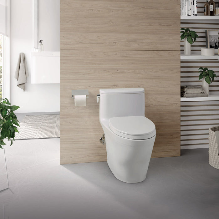 TOTO MS642124CEF#51 Nexus One-Piece 1.28 GPF Toilet with SS124 SoftClose Seat, Washlet+ Ready, Ebony Black