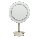 ALFI Brand ABM9FLED-BN Brushed Nickel Tabletop Round 9" 5x Magnifying Cosmetic Mirror with Light