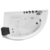 EAGO AM161-R 5' Single Person Corner White Whirlpool Bath Tub - Drain on Right
