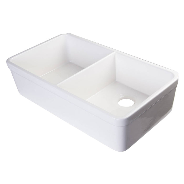 ALFI AB512-W White 32" Double Bowl Apron Fireclay Farmhouse Sink