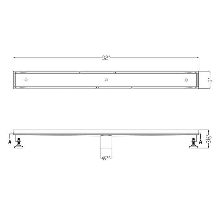 ALFI Brand ABLD32A 32" Modern Stainless Steel Linear Shower Drain without Cover