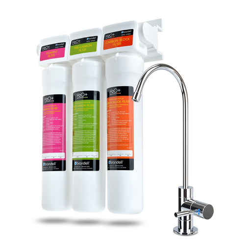 Brondell Coral UC30 3-Stage Undercounter Water Filter System + Designer Faucet