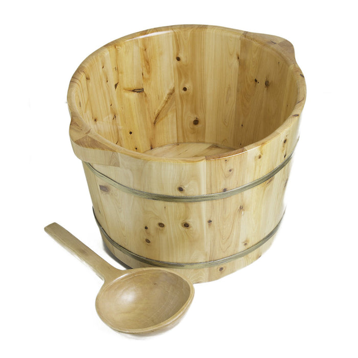 ALFI Brand AB6604 Round Wooden Cedar Foot Soaking Tub