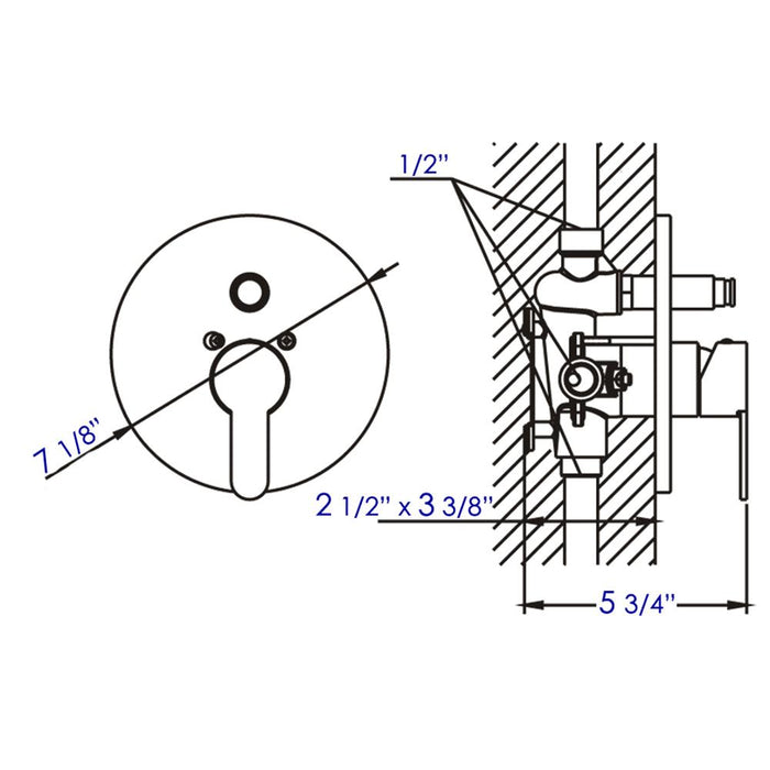 ALFI AB3101-BN Brushed Nickel Shower Valve Mixer with Lever Handle and Diverter