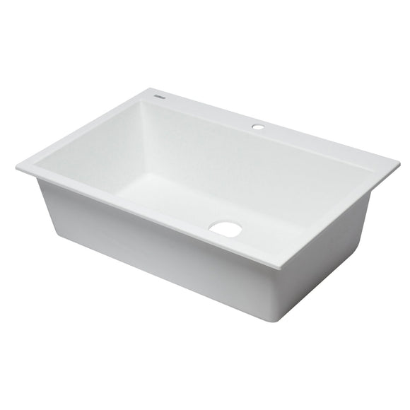 ALFI AB3322DI-W White 33" Single Bowl Drop In Granite Composite Kitchen Sink
