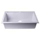 ALFI AB3020DI-W White 30" Drop-In Single Bowl Granite Composite Kitchen Sink