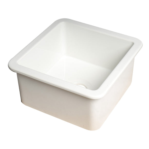 ALFI Brand ABF1818S-W White Square 18" x 18" Undermount/Drop In Fireclay Prep Sink