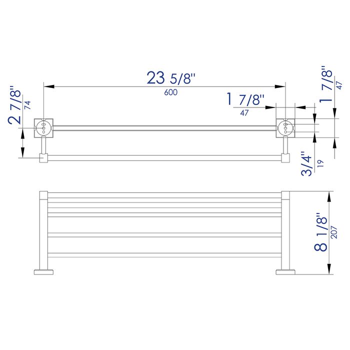ALFI Brand AB9596 Polished Chrome 24 inch Towel Bar & Shelf Bathroom Accessory