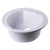ALFI AB2020DI-W White 20" Drop-In Round Granite Composite Kitchen Prep Sink