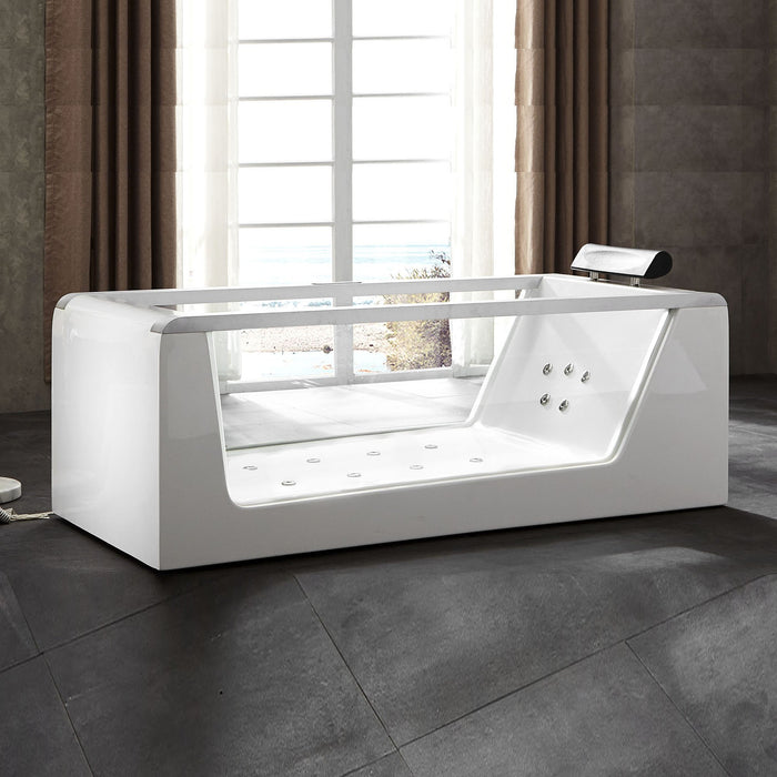 EAGO AM152ETL-6 6 ft Clear Rectangular Acrylic Whirlpool Bathtub