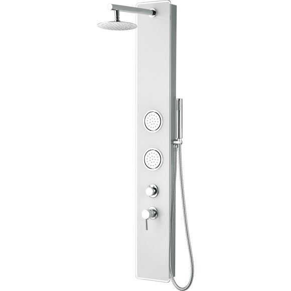ALFI Brand ABSP50W White Glass Shower Panel with 2 Body Sprays and Rain Shower