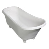 ALFI Brand AB9960 67" White Matte Clawfoot Solid Surface Resin Bathtub