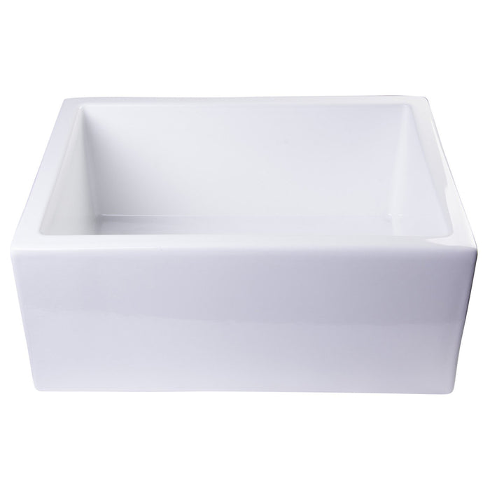 ALFI AB2418SB-W 24" White Smooth Thick Wall Fireclay Single Bowl Farm Sink