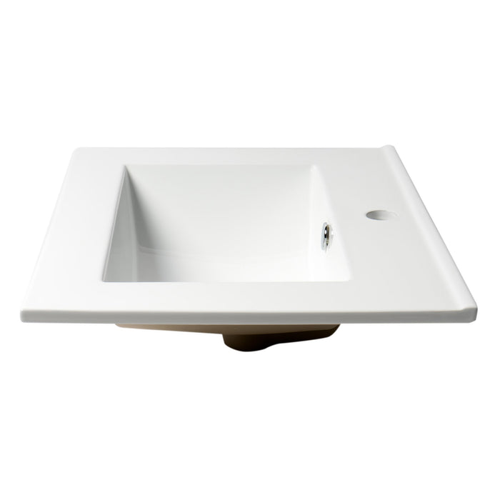 ALFI Brand ABC803 White Modern 25" Rectangular Drop-in Ceramic Sink with Faucet Hole