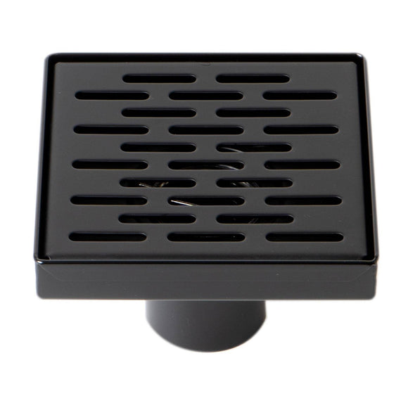ALFI Brand ABSD55C-BM 5" x 5" Black Matte Square Stainless Steel Shower Drain with Groove Holes