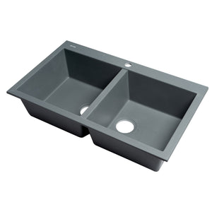 ALFI Brand AB3420DI-T Titanium 34" Drop-In 2x Bowl Granite Comp Kitchen Sink