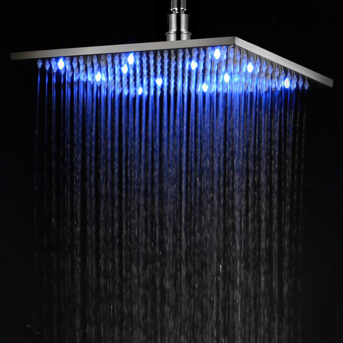 ALFI Brand LED12S-BN Brushed Nickel 12" Square Multi Color LED Rain Shower Head