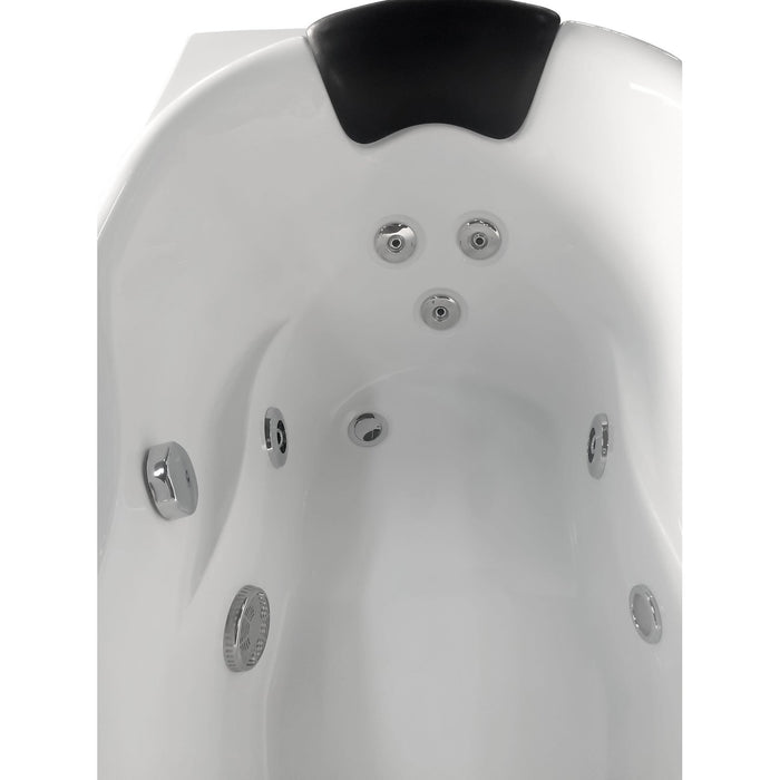 EAGO AM175-L 5'' White Acrylic Corner Whirlpool Bathtub - Drain on Left