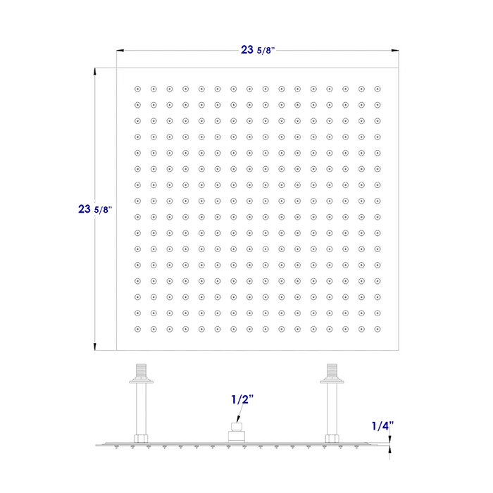 ALFI RAIN24S-BSS 24" Square Brushed Stainless Steel Ultra Thin Rain Shower Head