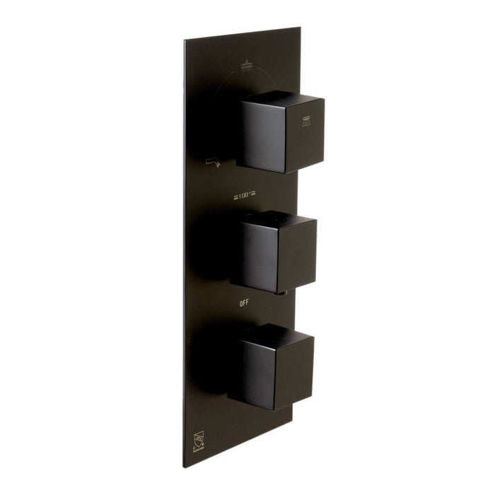 ALFI Brand AB2801-BM Black Matte 3-Way Thermostatic Valve Shower Mixer Square Knobs