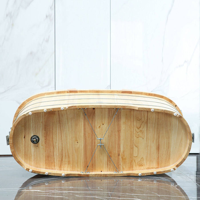 ALFI Brand AB1163 61" Free Standing Wooden Bathtub with Cushion Headrest