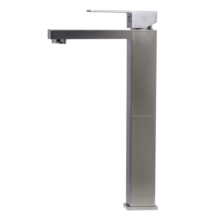 ALFI Brand AB1129-BN Brushed Nickel Tall Square Single Lever Bathroom Faucet