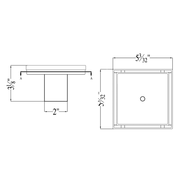 ALFI Brand ABSD55A 5" x 5" Modern Stainless Steel Shower Drain without Cover