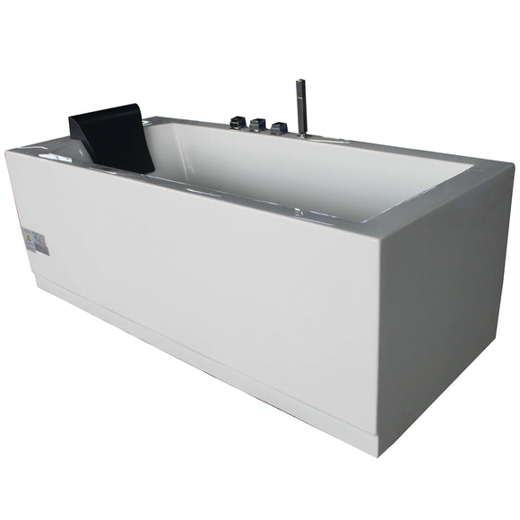 EAGO AM154ETL-R5 5 ft Acrylic White Rectangular Whirlpool Bathtub with Fixtures