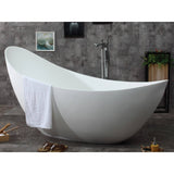 ALFI Brand AB9951 73" White Solid Surface Smooth Resin Soaking Slipper Bathtub