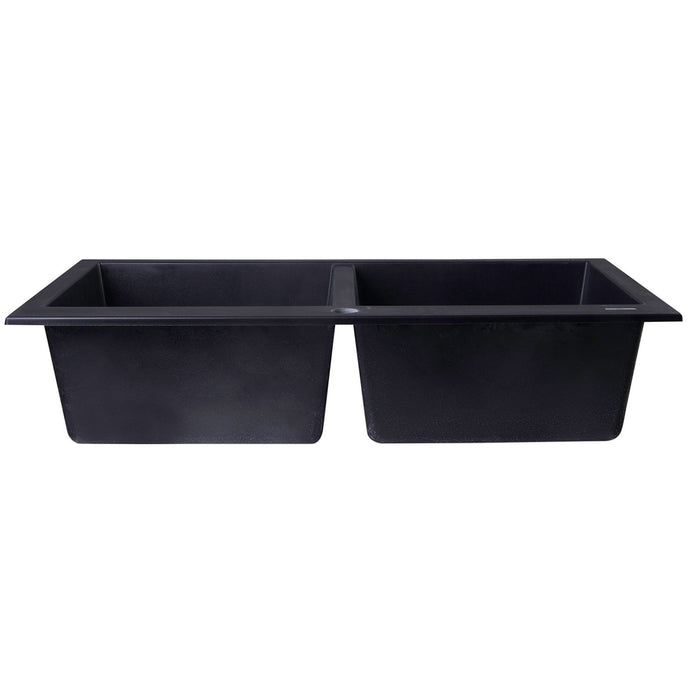ALFI AB3420DI-BLA Black 34" Drop-In Double Bowl Granite Composite Kitchen Sink