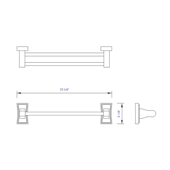 ALFI Brand AB5505 24" Double Rack Wooden Towel Bar Bathroom Accessory