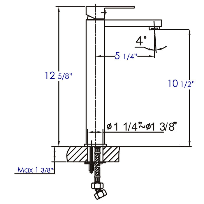 ALFI Brand AB1129-PC Polished Chrome Tall Square Single Lever Bathroom Faucet
