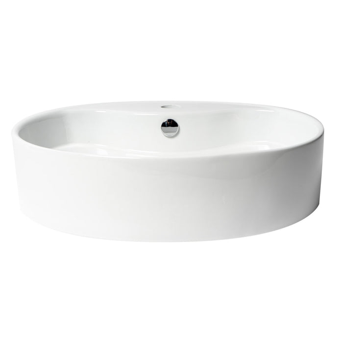 ALFI Brand ABC910 White Modern 22" Oval Above-Mount Ceramic Sink with Faucet Hole