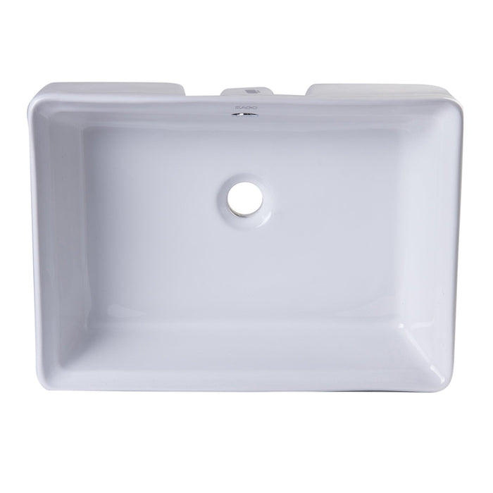 EAGO BA131 20" RECTANGULAR CERAMIC ABOVE MOUNT BASIN VESSEL Sink