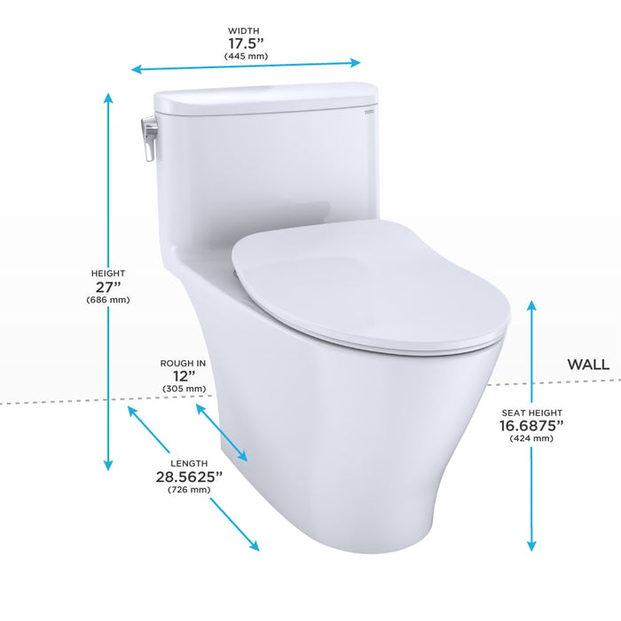 TOTO MS642234CEFG#01 Nexus One-Piece 1.28 GPF Universal Height Toilet with SoftClose Seat, Washlet+ Ready