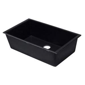 ALFI AB3322UM-BLA Black 33" Single Bowl Undermount Granite Composite Sink