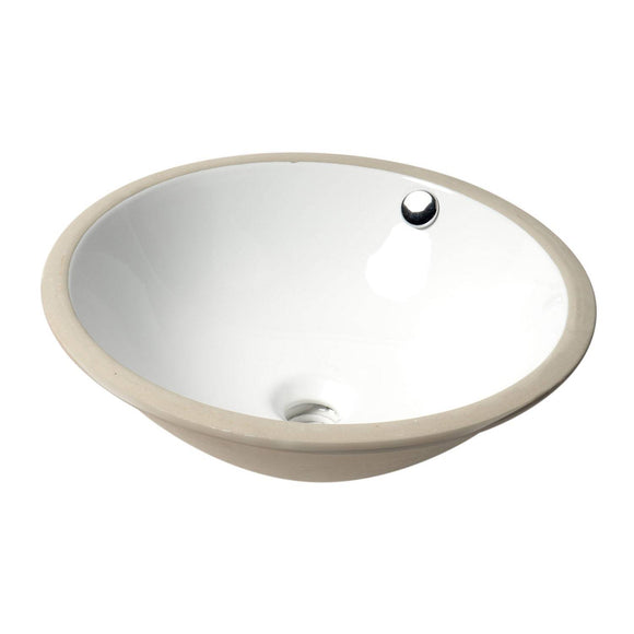 ALFI Brand ABC601 White Modern 17" Round Undermount Ceramic Sink