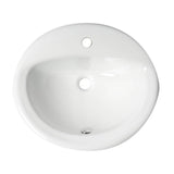 ALFI Brand ABC802 White Modern 21" Round Drop-in Ceramic Sink with Faucet Hole