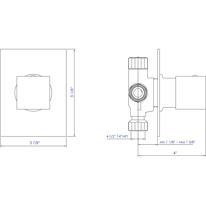 ALFI Brand AB9209-PC Polished Chrome Modern Square 3 Way Shower Diverter