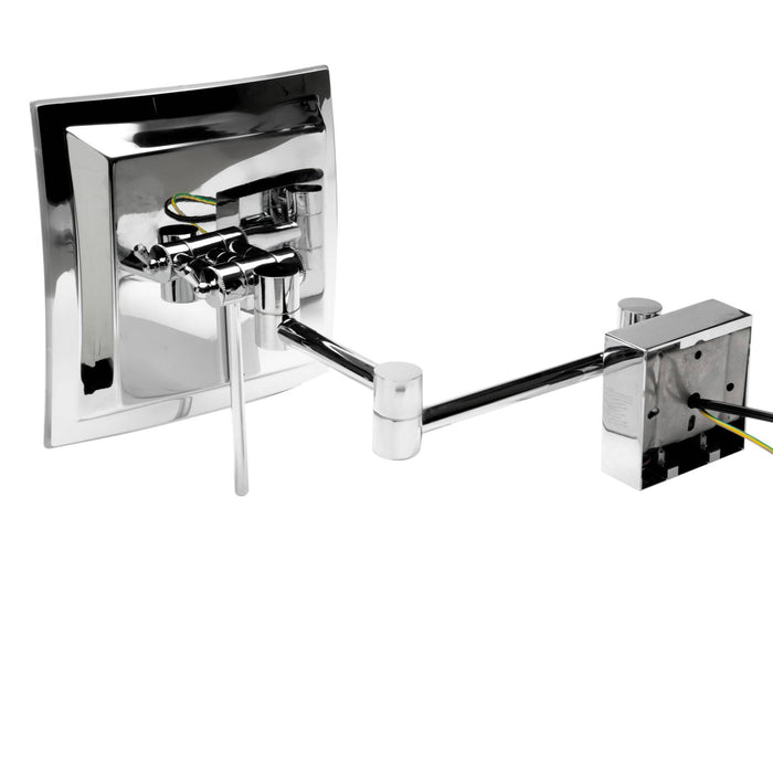 ALFI Brand ABM8WLED-PC Polished Chrome Wall Mount Square 8" 5x Magnifying Cosmetic Mirror with Light